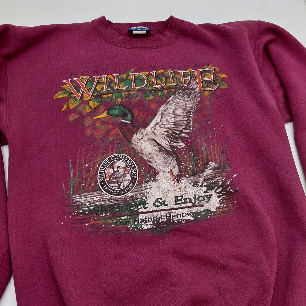 90s Vtg Van Heusen Wildlife Mallard Duck Crewneck Sweatshirt Nature Bird Adult M